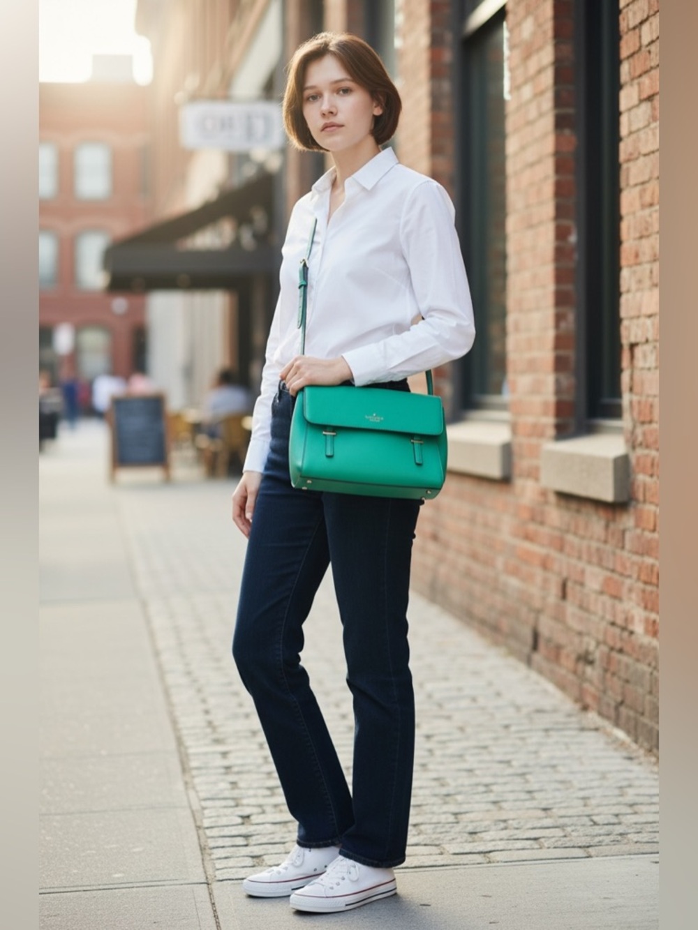 Authentic Kate Spade Small Luciana Cedar Street Leather Shoulder Bag.  Green